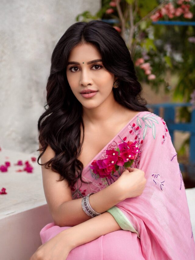 Nabha Natesh Looks Gorgeous In Pink Saree