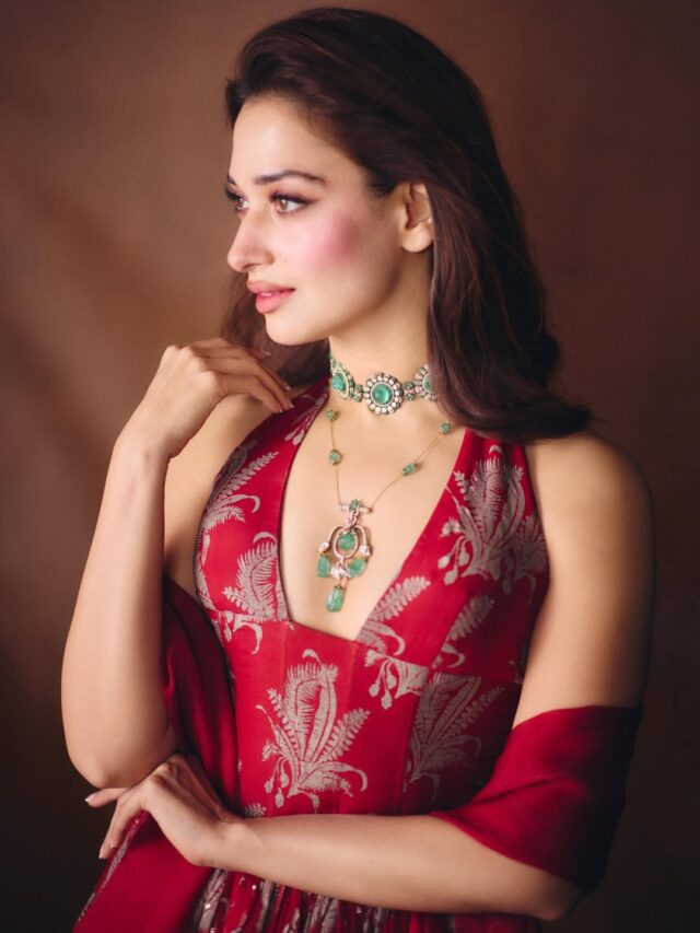 Tamannaah Bhatia Glowing In a Modern Red Lehenga