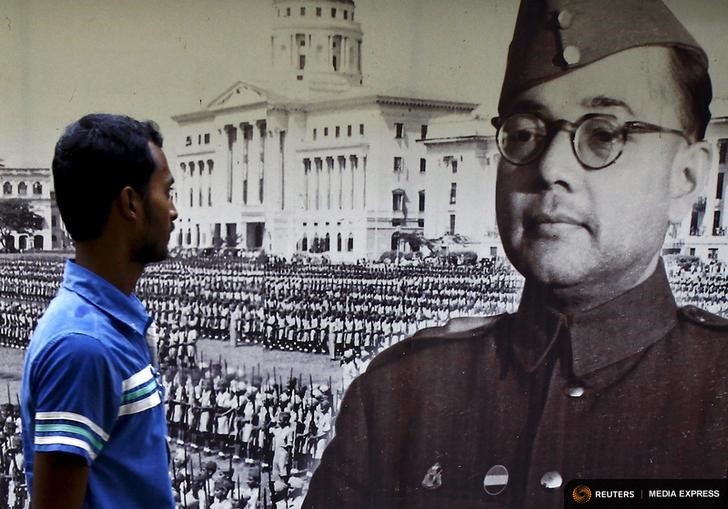 Visitor looks at a picture of Subhas Chandra Bose, former leader of the Indian National Army, at a museum in Kolkata, India