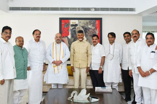 Amit Shah and Chandrababu Naidu discuss alliance