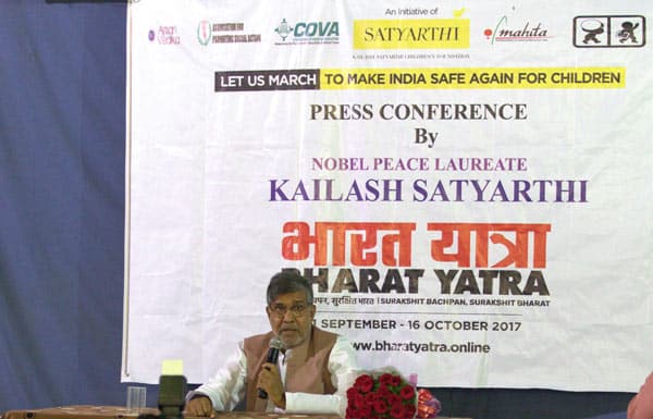 Noble Peace Laureate Shri Kailash Satyarthi at Press Club Hyderabad.