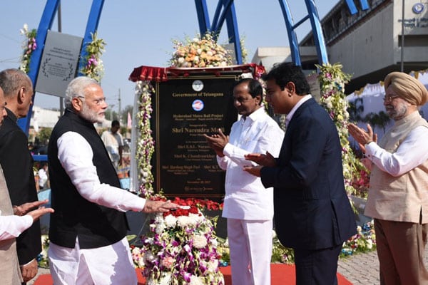 Modi launches first phase of Hyderabad Metro