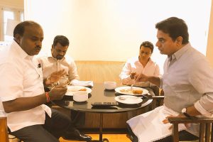 KTR on the sets of Nikhil’s Seetharama Kalyana