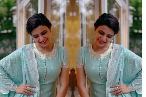 Samantha ready for double treat