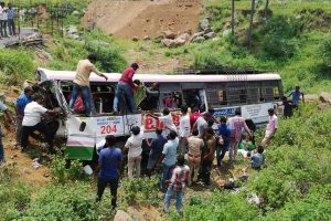 57 killed as bus falls into gorge in Telangana