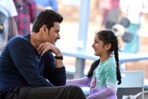 Mahesh with Sitara on the sets of Maharshi