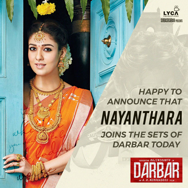 Nayanthara joins the sets of Rajinikanth 's Next Darbar