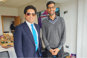 Google CEO Pichai snapped with Tendulkar at Edgbaston