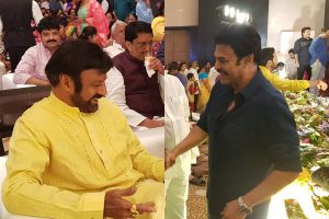 Balayya and Venkatesh attends Syeraa Mega bash