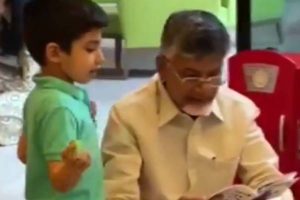 Naidu self-isolation for Janata Curfew, teaches grandson