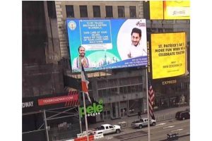 Times Square Jagan poster greets empty New York street