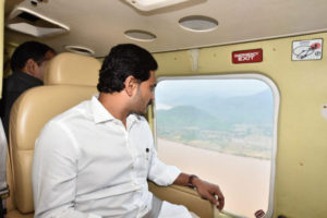 Jagan makes aerial survey of flood hit Godavari districts