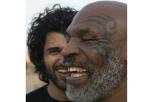 Vijay Deverakonda poses with Mike Tyson