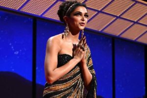 Deepika walks Cannes red carpet in Sabyasachi sari inspired by Royal Bengal tiger