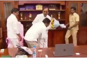 Telangana official triggers row by touching CM’s feet