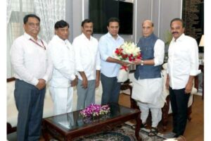 KTR meets Rajnath Singh, seeks transfer of defence lands in Hyderabad