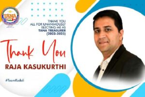 Raja Kasukurthi Elected Treasurer of TANA