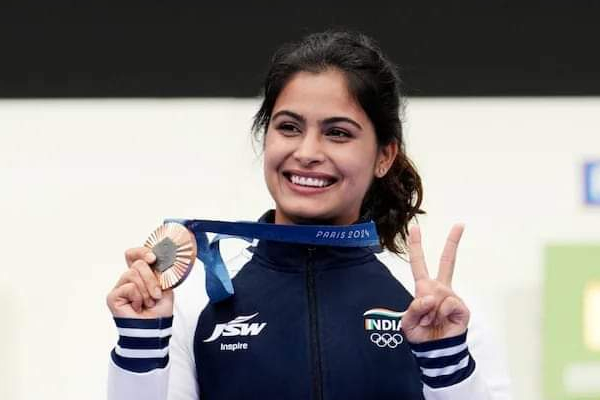 Manu Bhaker wins first bronze at paris olympics