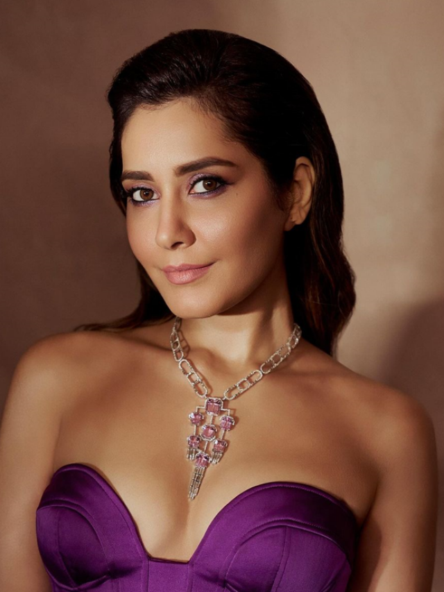 Raashii Khanna Dazzling In Purple Dress