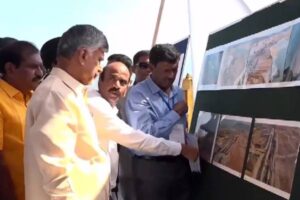 Chandrababu inspects Polavaram Project works