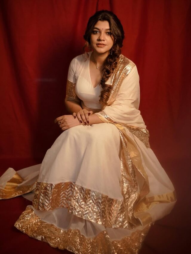 Aparna Balamurali Beautiful In Creme Colour Out Fit