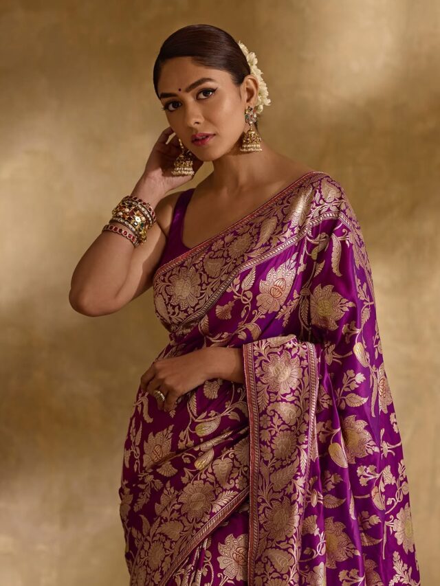 Mrunal Thakur Gorgeous In Purple Saree