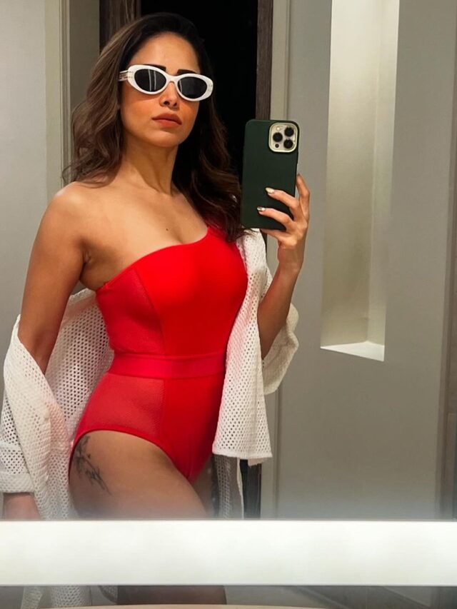 Nushrratt Bharuccha Hot In Red Bikini