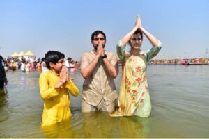 Nara Lokesh family takes holy dip at Maha Kumbh