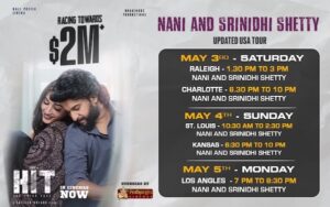 Nani & Srinidhi’s Blockbuster HIT 3 USA Tour Kicks Off with a Bang